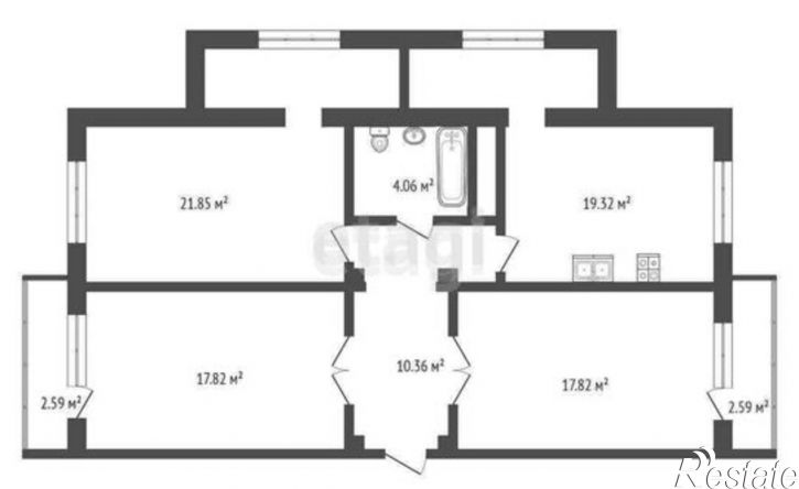 3-комн квартира ул Атажукина, 2,  д. 2