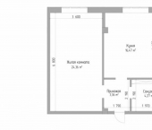 1-комн, 43кв м, этаж 6/12 ул Шогенова, 8