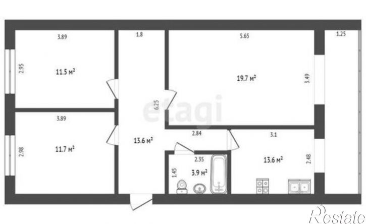 3-комн квартира ул Тарчокова, 54б,  д. 54б