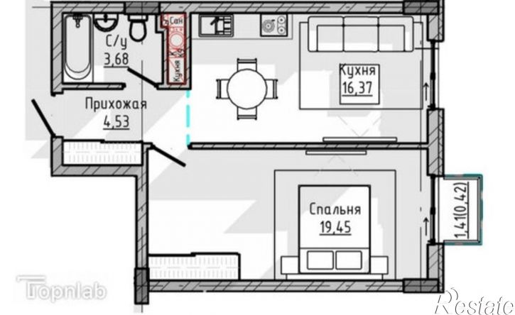 1-комн квартира в новом доме ул Тлостанова, 22,  д. 22