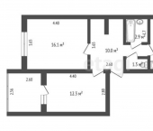 2-комн, 51кв м, этаж 5/5 улица Хмельницкого - улица Гагарина, 34