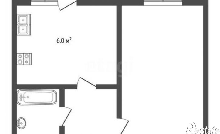 1-комн квартира улица Хмельницкого - улица Гагарина, 2 к2,  д. 2 к2