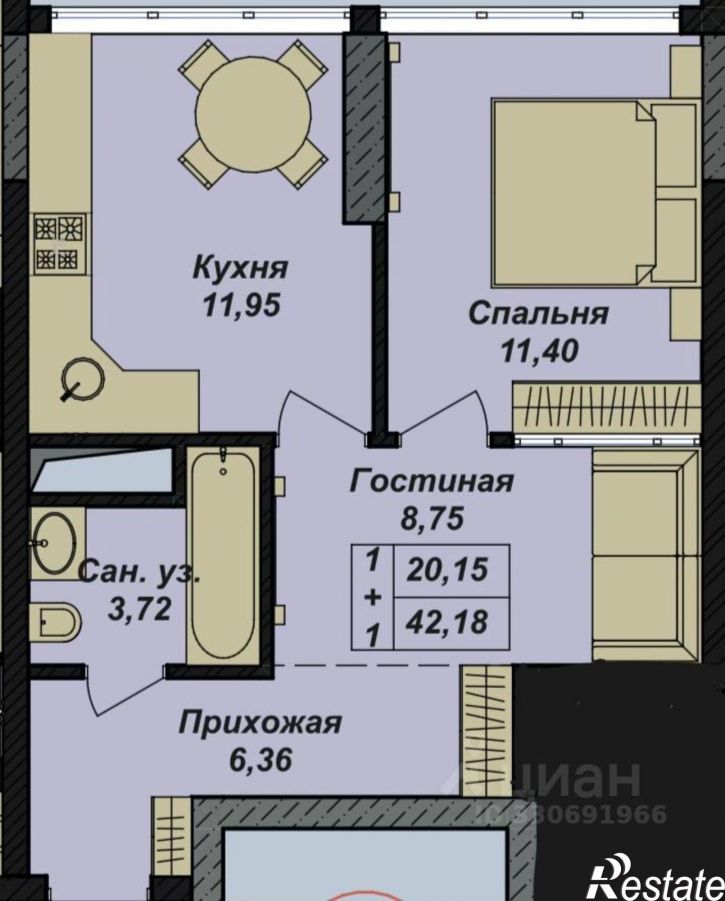 1-комн квартира улица Шогенова, 55 к1,  д. 55 к1