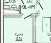 1-комн, 42кв м, этаж 3/9 улица Шогенова, 16