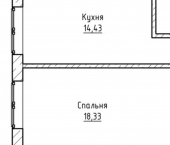 1-комн, 43кв м, этаж 4/9 улица Хужокова, 99к3